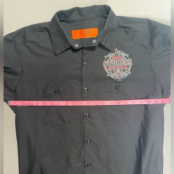 2015 STURGIS Bike Week Red Cap Motorcycle Short Sleeve Black Shirt Size Large - Picture 7 of 7